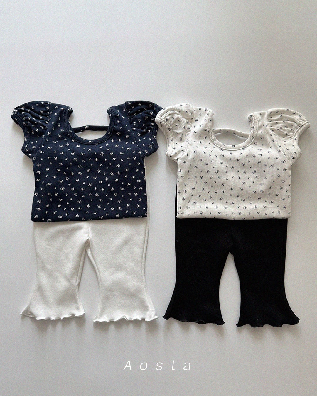 [aosta]open back puff blouse