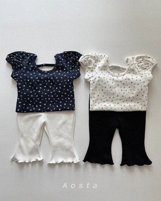 [aosta]open back puff blouse