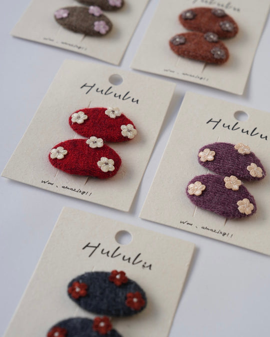 小花ニットパッチンピン