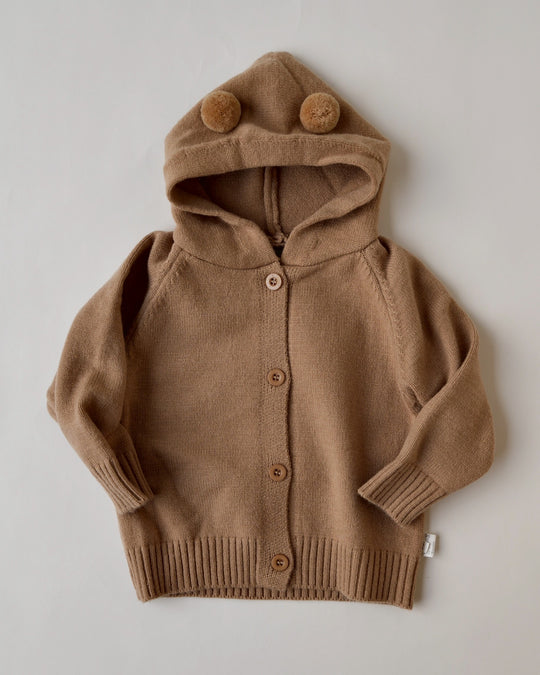 ポンポン耳ニットフーディー