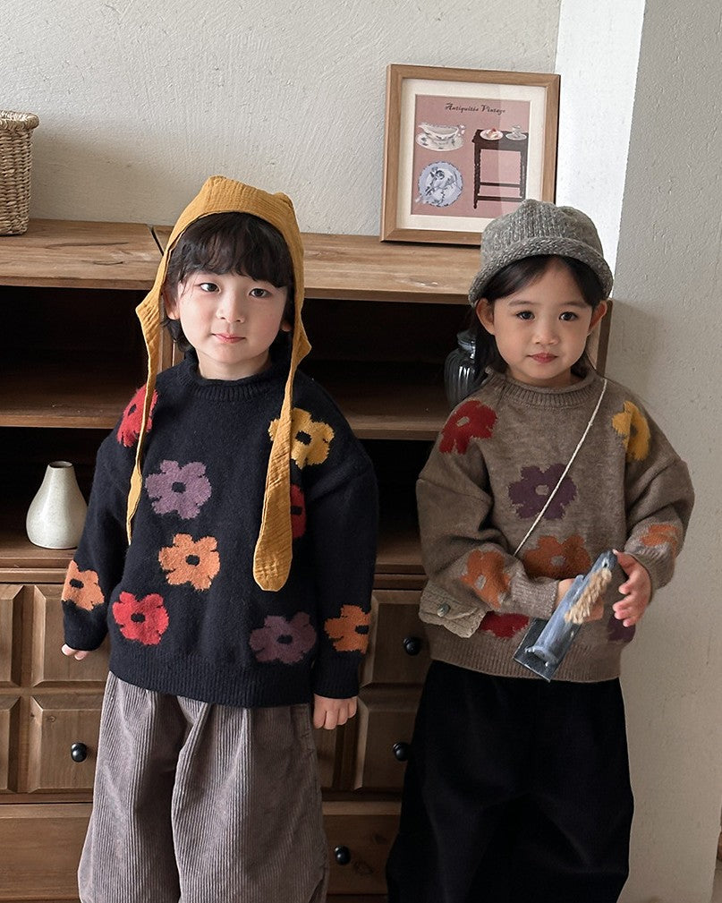 フラワージャガードニット