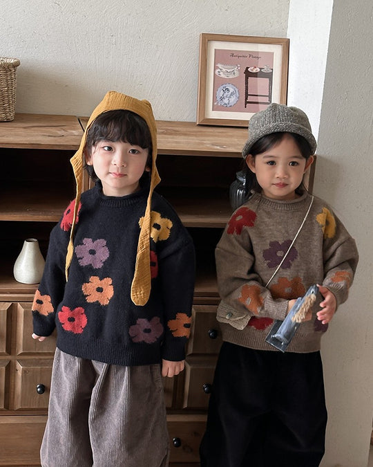 フラワージャガードニット