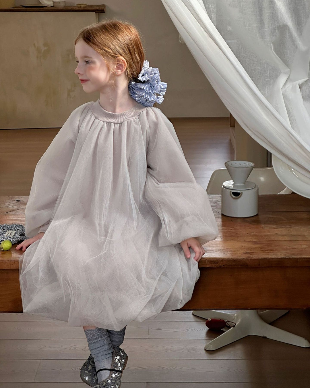 ラメチュールバルーンワンピース