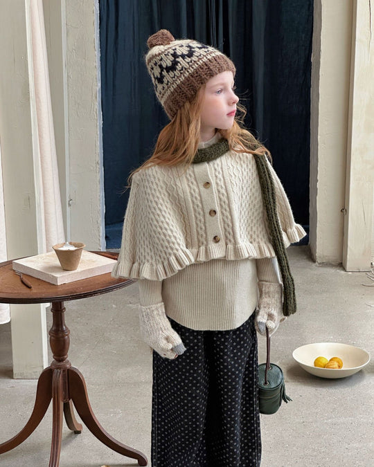 フリルケープ付リブニット