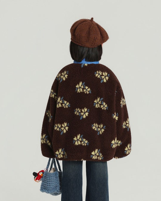 フラワーボアジップブルゾン