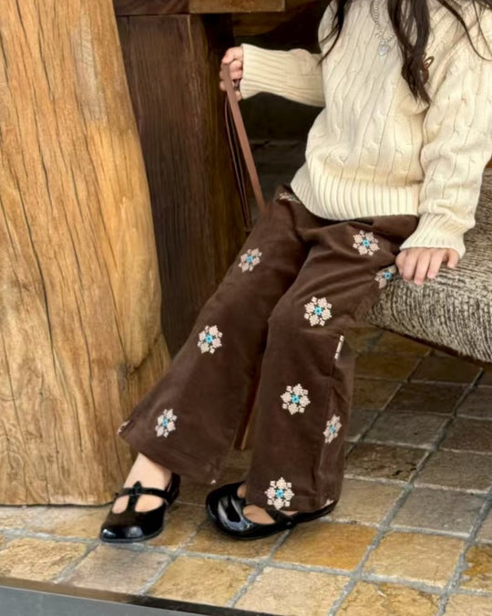 クロスステッチピンコーデュロイパンツ