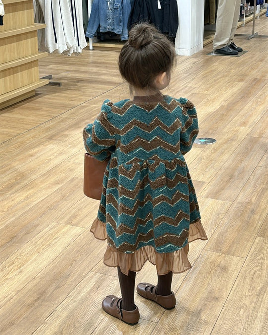 裏起毛ジグザグボアワンピース