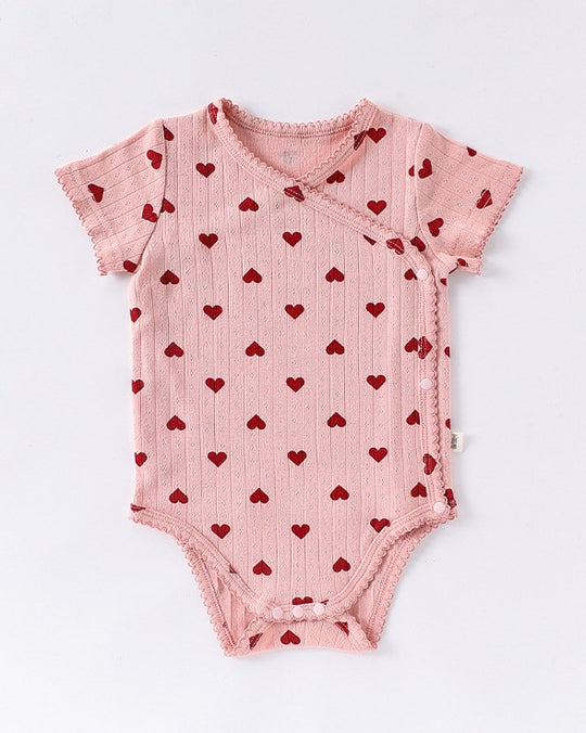 前開きアイレットリボンロンパース