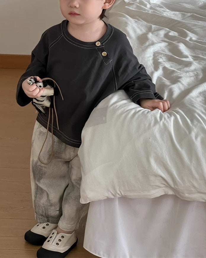 ステッチラグランヘンリーカットソー.