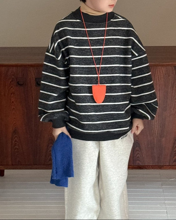 ボーダー裏起毛ニットスウェット