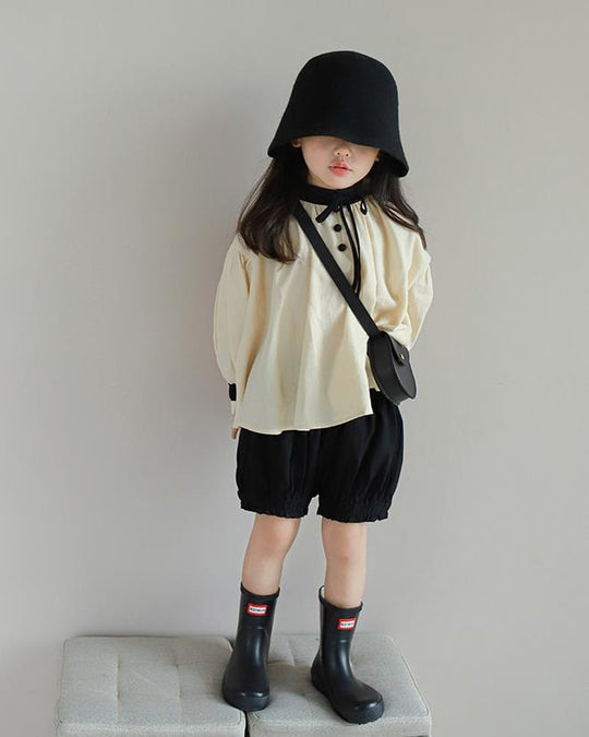 バイカラースモックブラウス