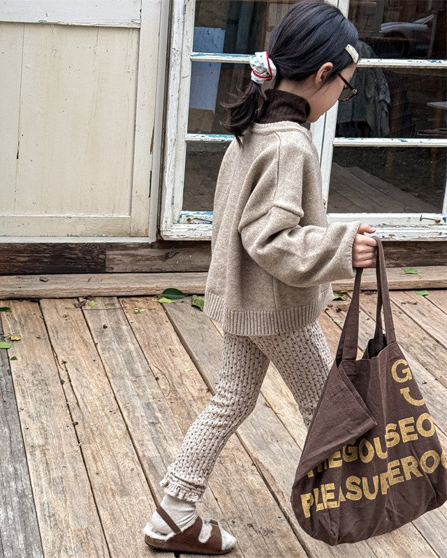 小花柄リブ裏起毛レギパン