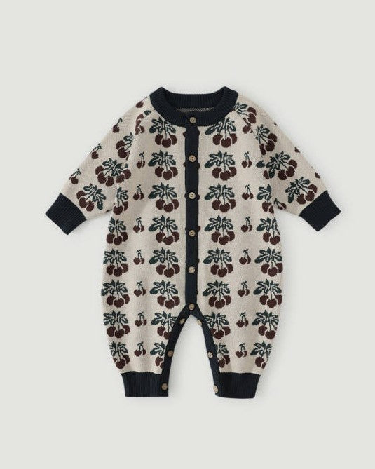 ジャガードニットロンパース