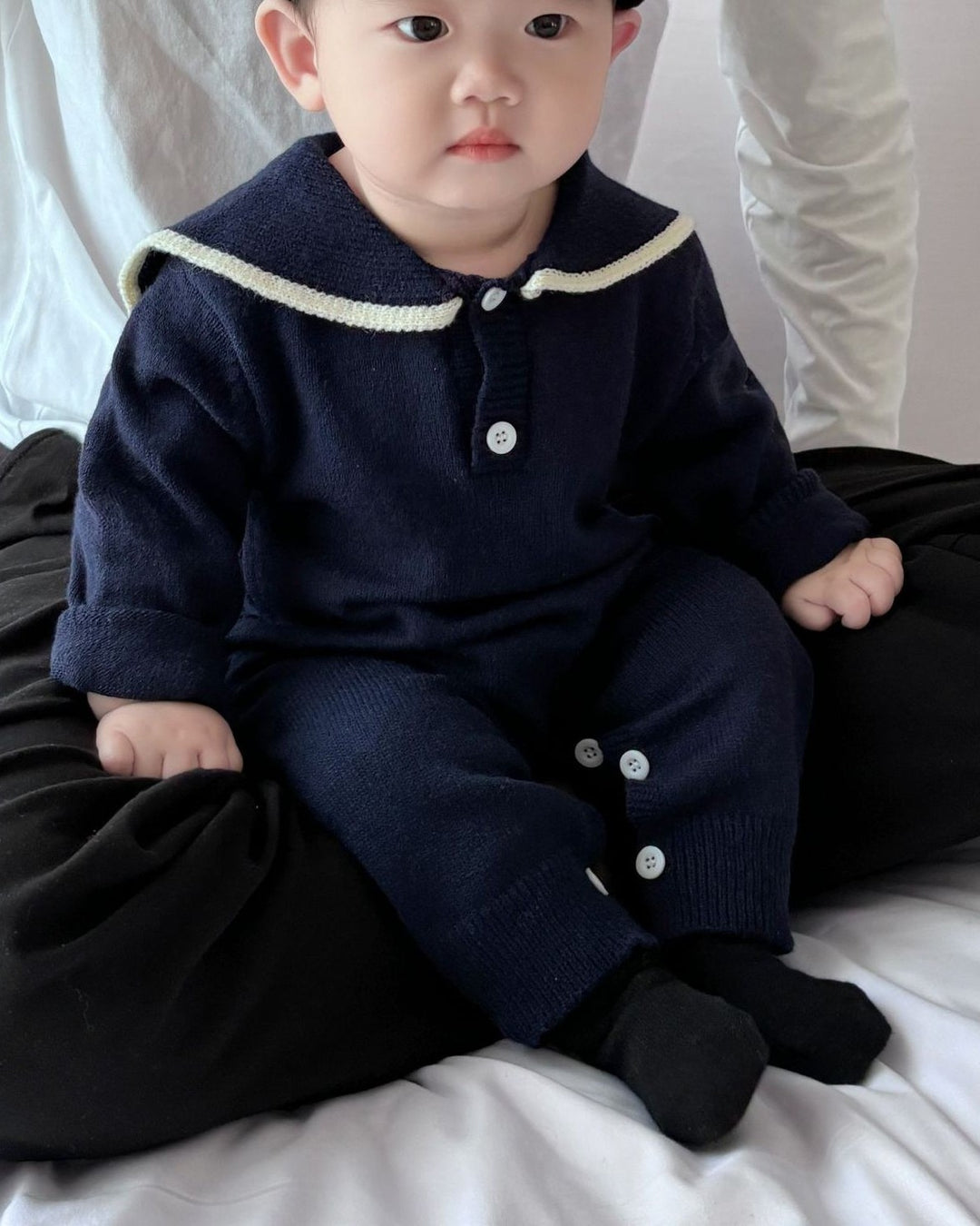 セーラーカラーニットカバーオール