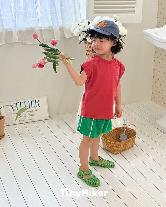 [TinyHiker]terry piping short pants