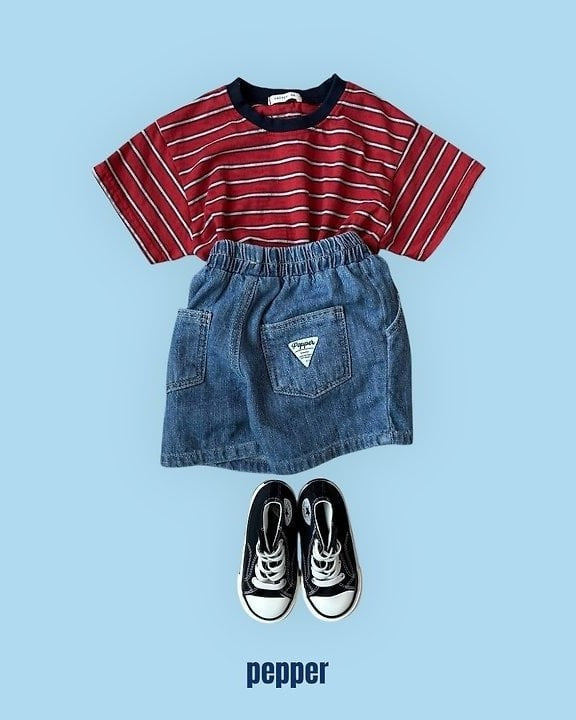 [pepper]striped short sleeve T