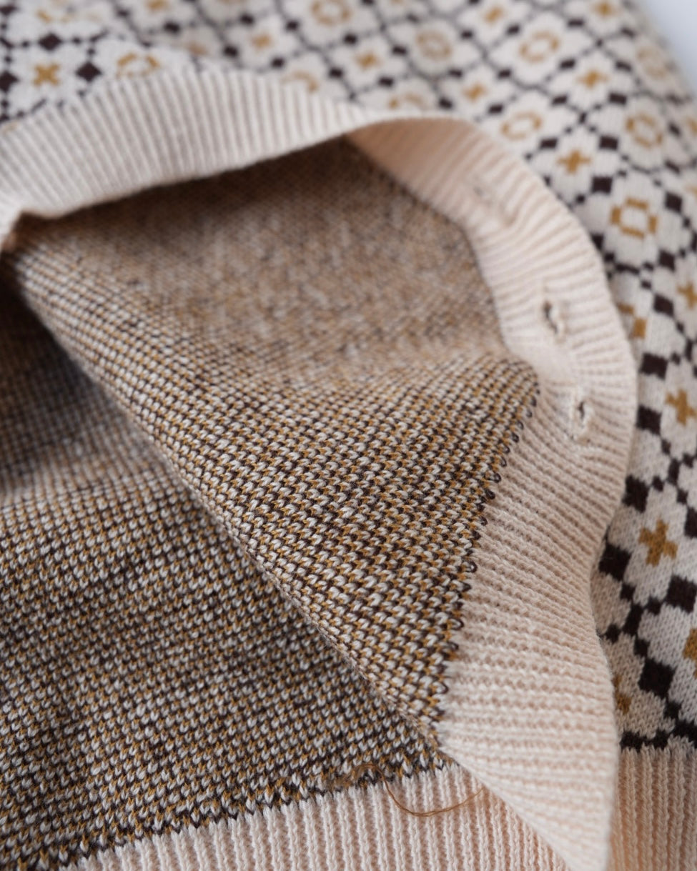 ジオメトリックニットサロペット