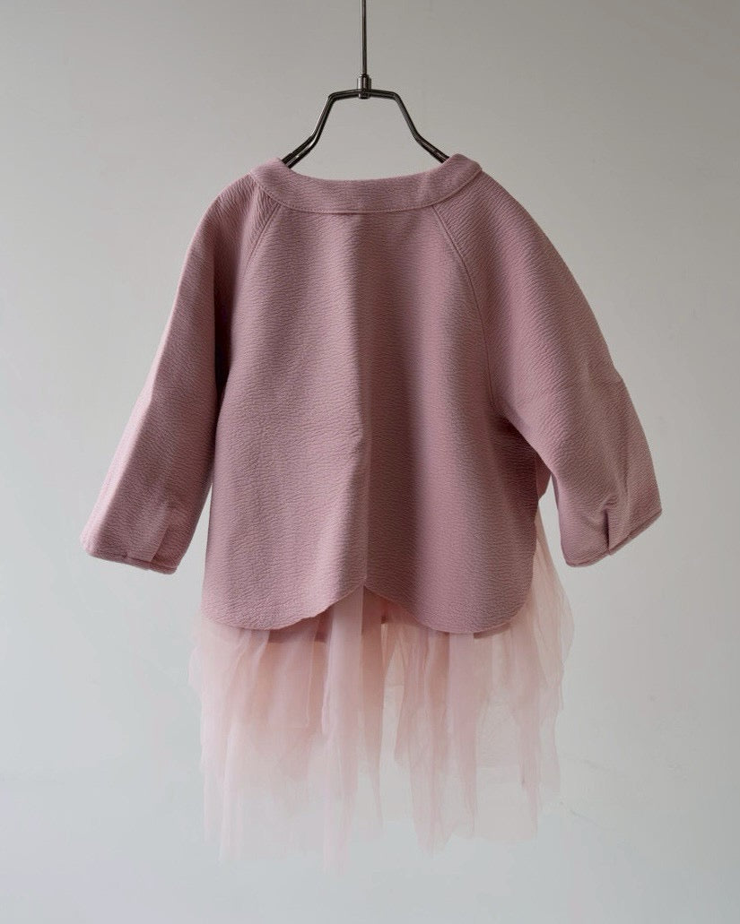 チュールレイヤーラペルトップス