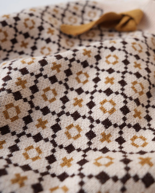 ジオメトリックニットサロペット