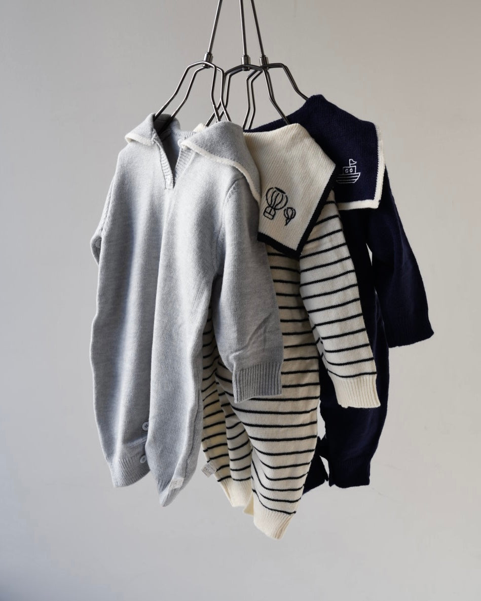 セーラーカラーニットカバーオール