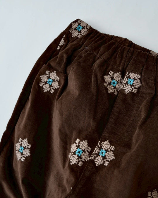 クロスステッチピンコーデュロイパンツ