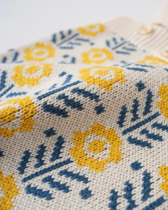 フラワージャガードコットンニットサロペット