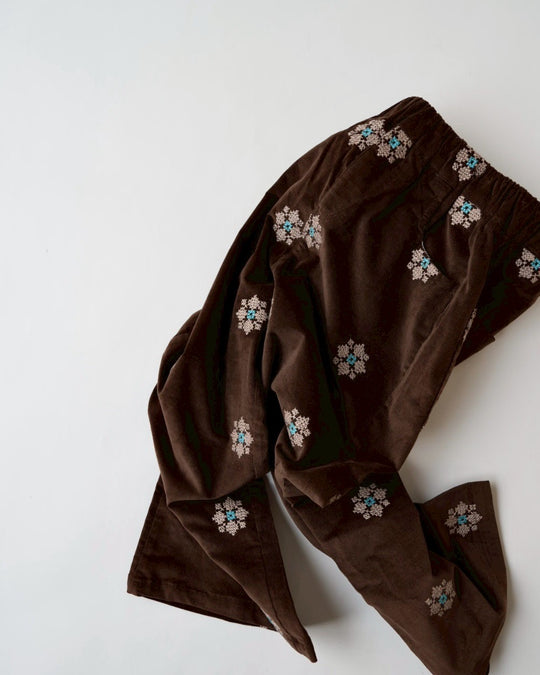 クロスステッチピンコーデュロイパンツ