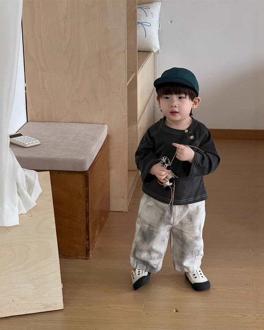 ステッチラグランヘンリーカットソー.