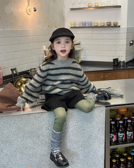 フーディーマフラー付ボーダーニット