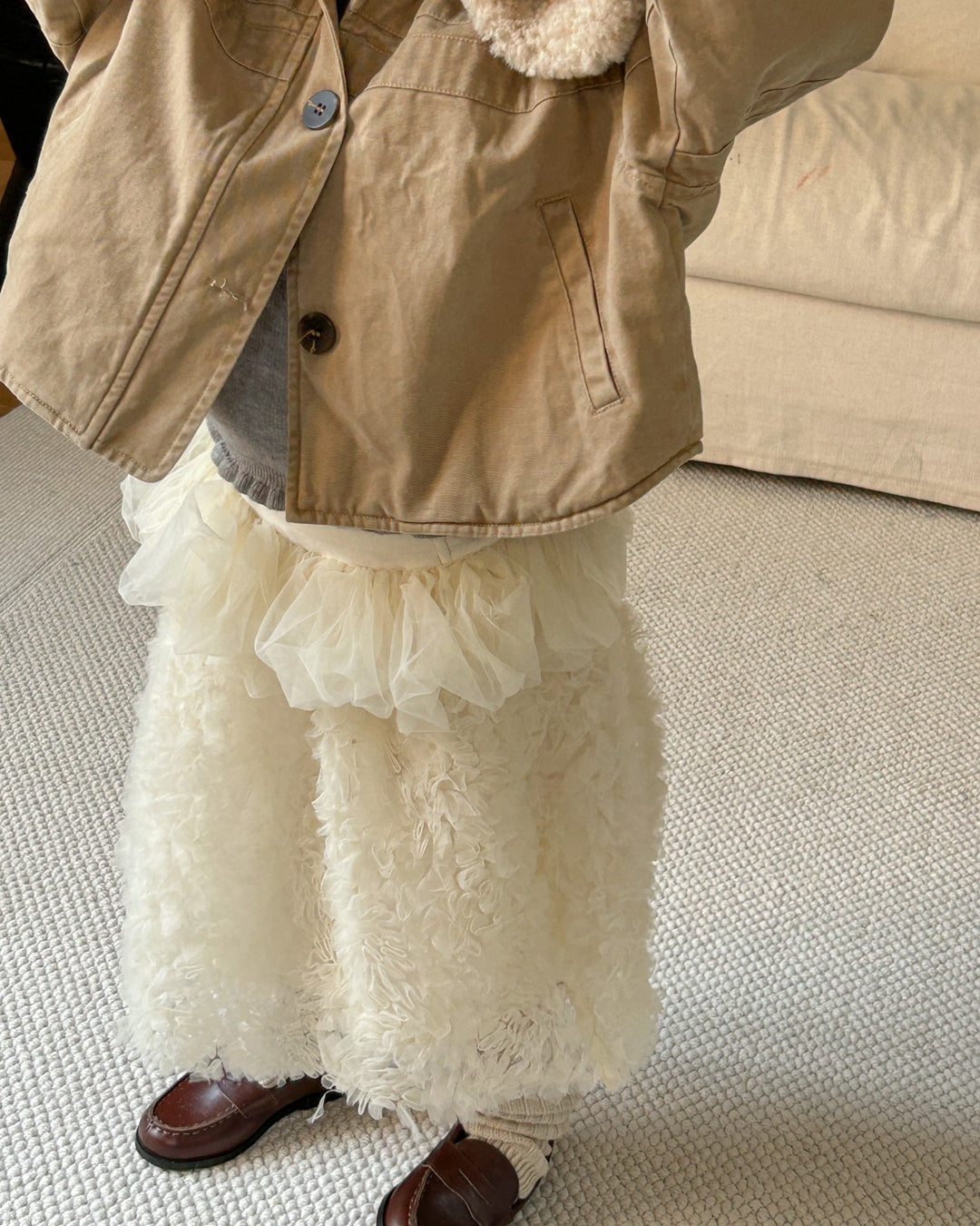 チュールフラワーレーススカート