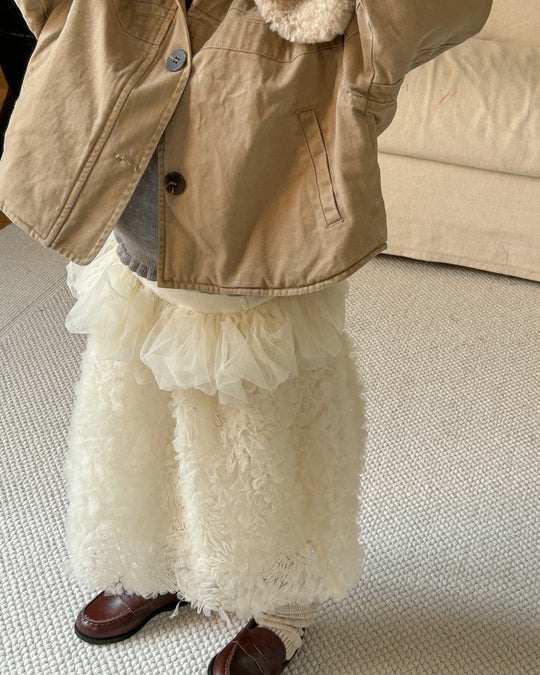 チュールフラワーレーススカート