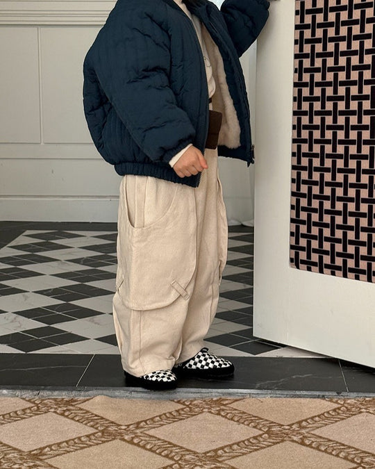 スクープポケット裏起毛ワークパンツ