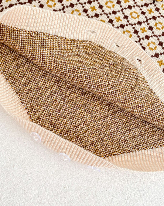 ジオメトリックニットサロペット