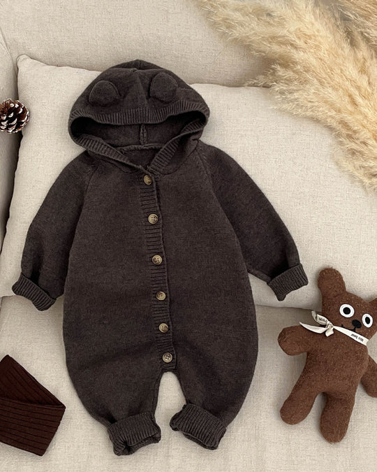 ねこ耳フーディニットロンパース