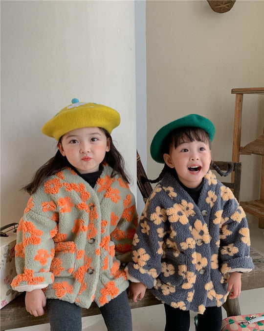 裏起毛フラワーボアV/Nジャケット