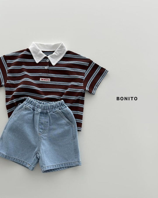 [BONITO]sierre stripe collar T