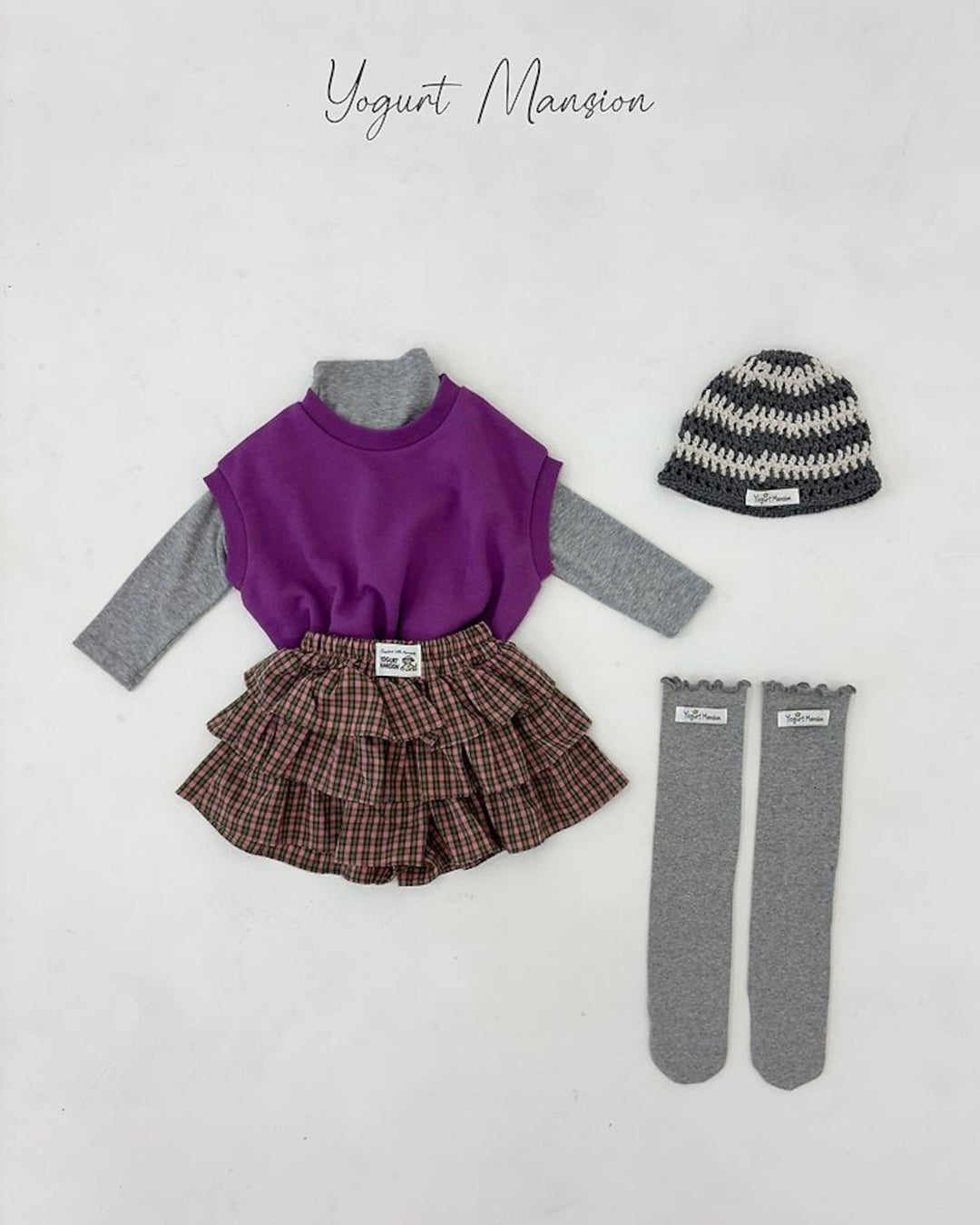 [yogurt mansion]check frill skirt