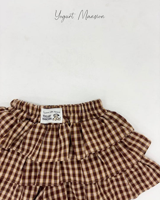 [yogurt mansion]check frill skirt