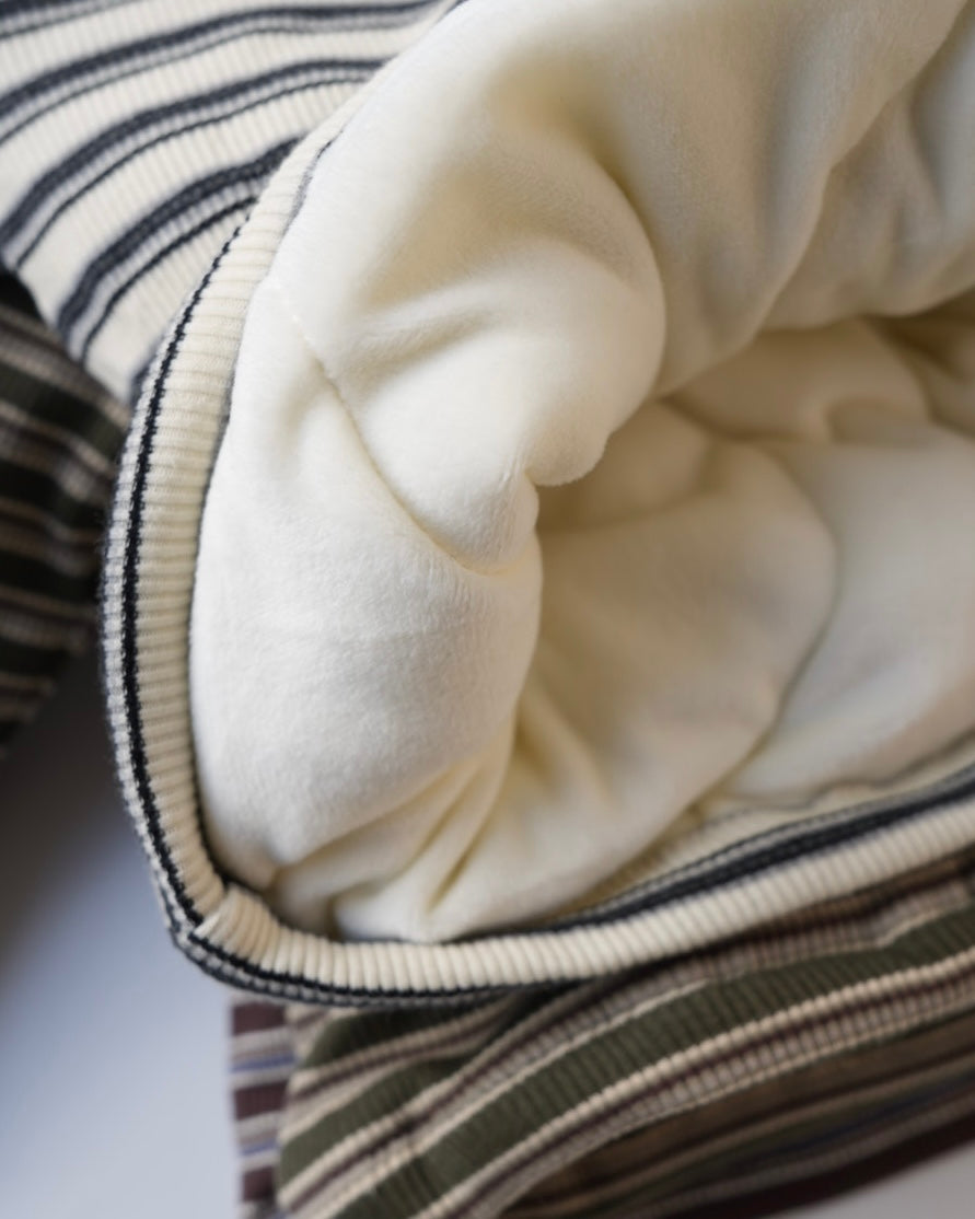 裏起毛マルチボーダートップス