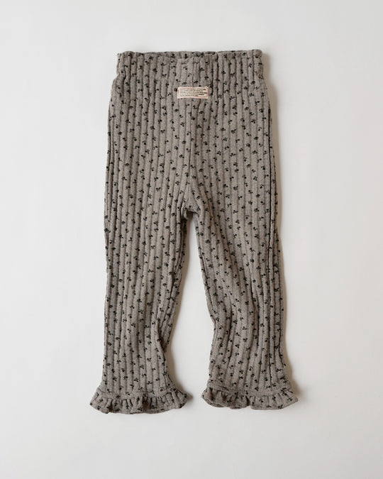 小花柄リブ裏起毛レギパン