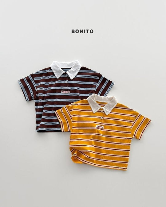 [BONITO]sierre stripe collar T