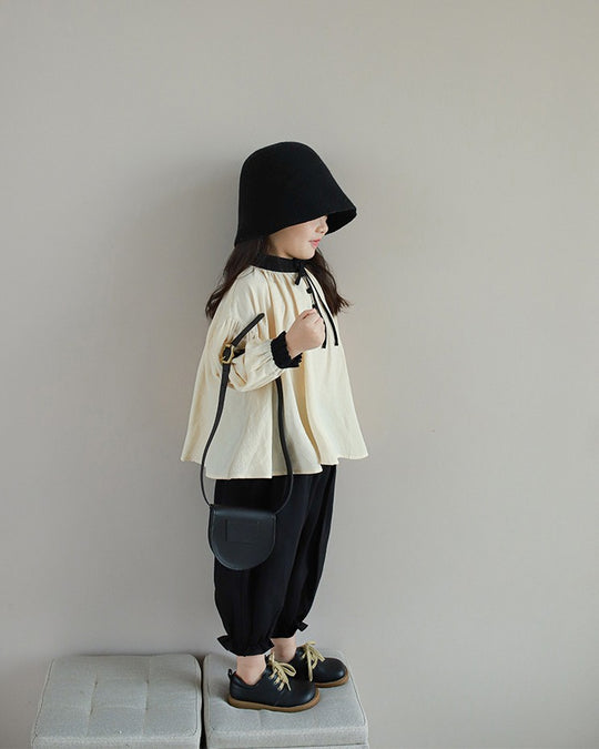 バイカラースモックブラウス