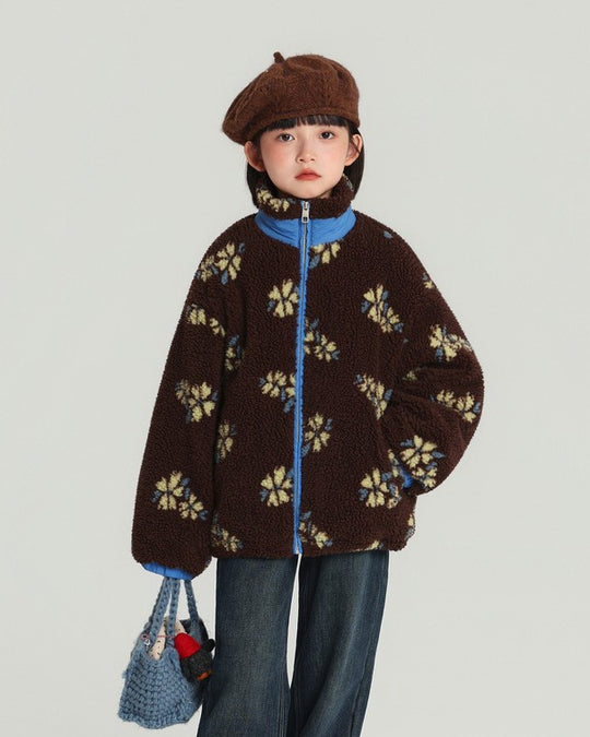 フラワーボアジップブルゾン