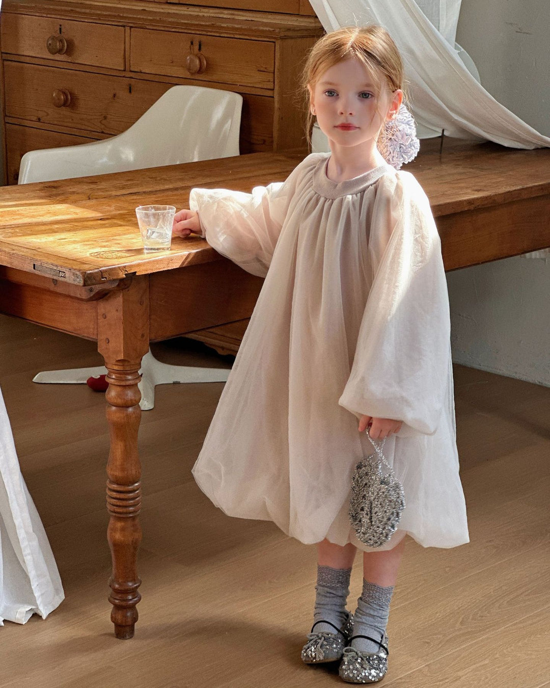 ラメチュールバルーンワンピース