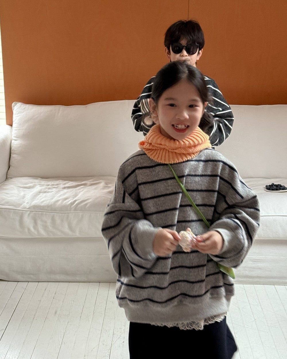 ボーダー裏起毛ニットスウェット