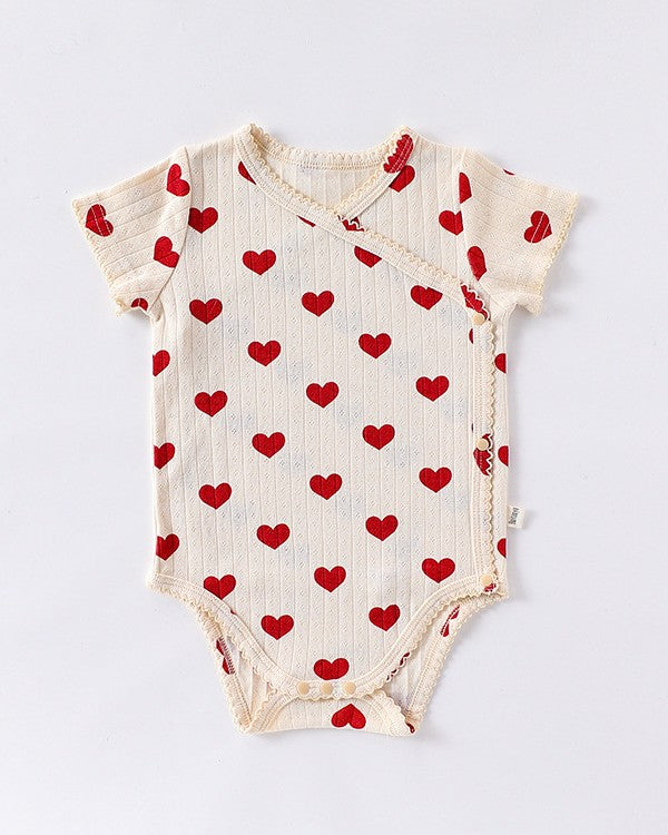 前開きアイレットリボンロンパース