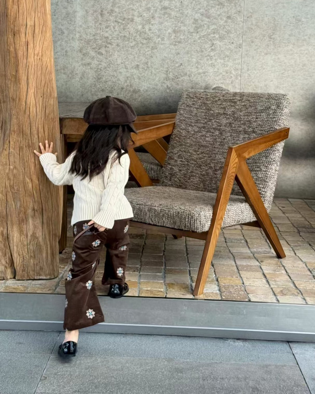 クロスステッチピンコーデュロイパンツ