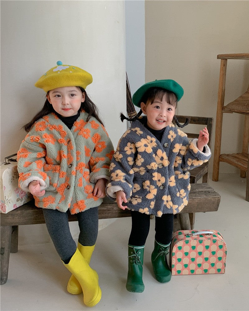 裏起毛フラワーボアV/Nジャケット