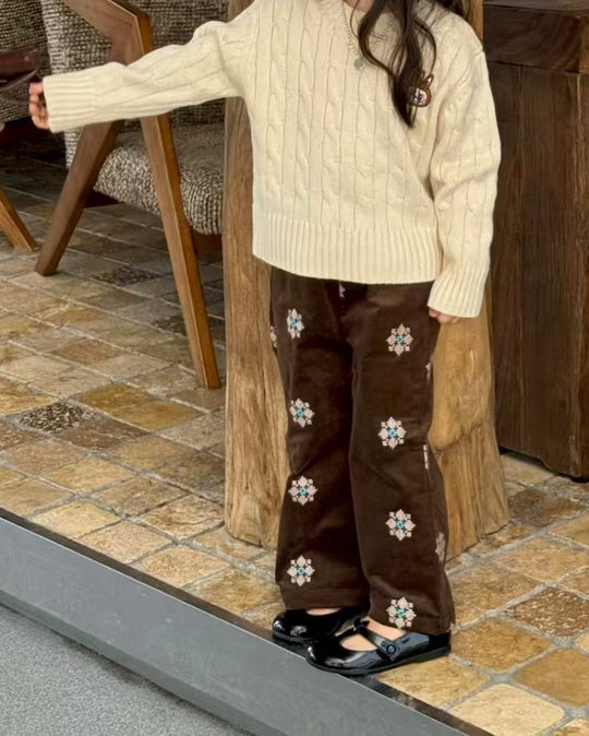 クロスステッチピンコーデュロイパンツ