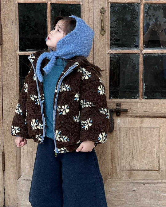 フラワーボアジップブルゾン